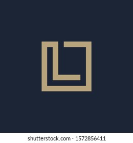 initial letter L geometric with square frame line art. Suitable for business consulting, studio, room, group, decoration, building, concept design. - vector