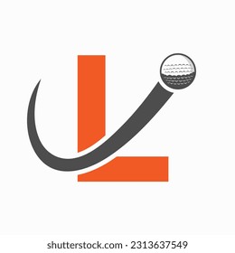 Initial Letter L Golf Logo Design. Initial Hockey Sport Academy Sign, Club Symbol