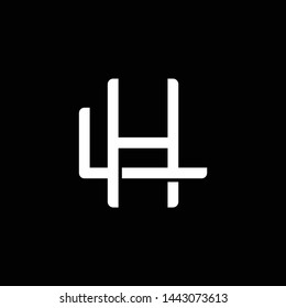 Initial letter L and H, LH, HL, overlapping interlock monogram logo, white color on black background