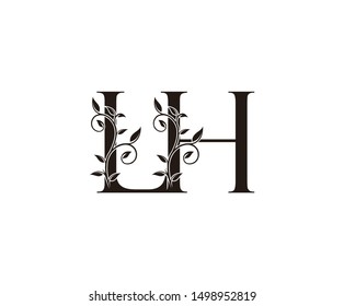 Initial letter L and H, LH, vintage Logo Icon, classy black letter monogram logo icon suitable for boutique,restaurant, wedding service, hotel or business identity.
