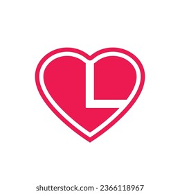 Initial letter L heart logo icon design, alphabet L love symbol vector