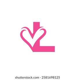 initial letter l heart negative space logo	