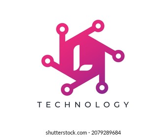initial Letter L Hexagon Technology Logo icon Vector Design Template
