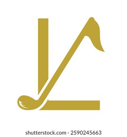 Initial Letter L Hockey Logo Concept With Hockey Stick Symbol Vector Template