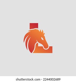 Initial letter L with horse vector logo design. Horse Letter L Illustration Template Icon.