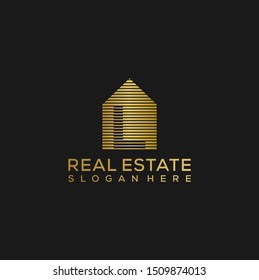 initial letter l house Logo. real estate logo concept. golden vector illustration