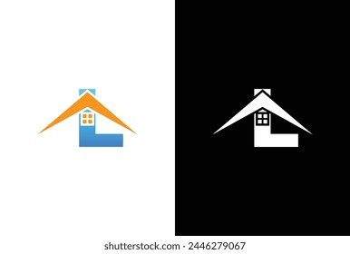 Initial letter L with house logo icon design vector. letter L with house logo design template inspiration.