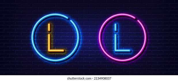 Initial letter L icon. Neon light line effect. Line typography character sign. Large first font letter. Glowing neon light element. Letter L glow 3d line. Brick wall banner. Vector