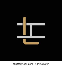 Initial letter I and L, IL, LI, overlapping interlock logo, monogram line art style, silver gold on black background