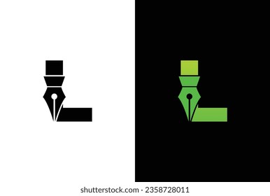 initial Letter L ink pen logo design. Letter L pen logo in modern style concept.