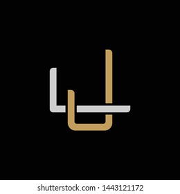 Initial letter L and J, LJ, JL, overlapping interlock logo, monogram line art style, silver gold on black background