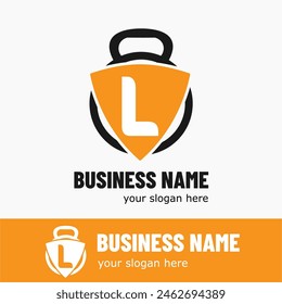 Initial Letter L with Kettlebell for Gym, Fitness, Pilates, Exercise Sport Business Logo Idea