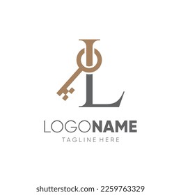 Initial Letter L Key Logo Design Vector Icon Graphic Emblem Illustration