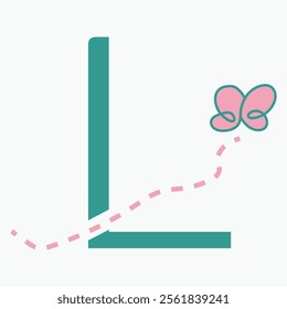 Initial letter L kids logo concept with butterfly symbol vector template. Kid logotype