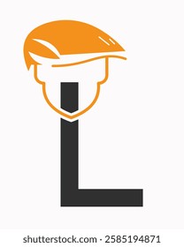 Initial Letter L Labour Day Logo Concept With Safety Helmet Symbol Vector