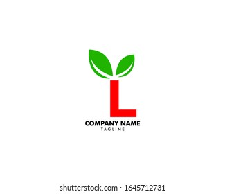 Initial Letter L with Leaf Logo