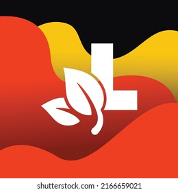 Letra inicial L con elemento de concepto de vector con logotipo de hoja, logotipo de letra L con hoja orgánica