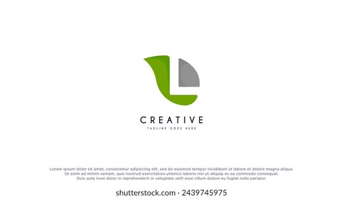 Initial Letter L Leaf logo design negative space vector illustration.