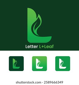 Initial letter L leaf logo design green gradient organic leaf logo