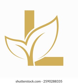 Initial Letter L Leaf Logo Concept For Eco Friendly and Organic Symbol Vector Template