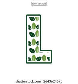 Initial Letter L With Leaf Luxury Logo. Green leaf logo Template vector  