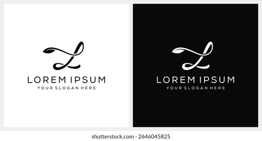 Initial letter L leaf nature logo design, for cosmetic spa salon company graphic icon vector
