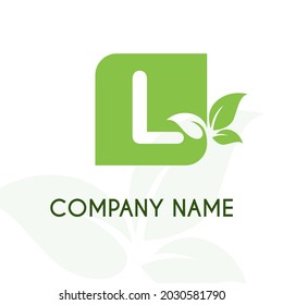Carta inicial L con hojas para la naturaleza verde, el medio ambiente, la ecología amigable, la agricultura, la jardinería, el diseño del logotipo de la compañía de servicios de jardín