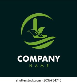 Initial Letter L with Leaves for Green Nature, Environment, Eco Friendly, Agriculture, Gardening, Lawn Service Company Logo Design Concept