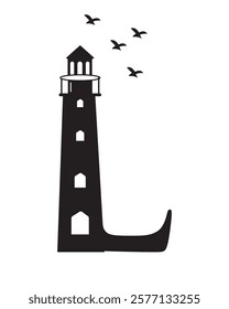 Initial Letter L Light House Logo Design Vector Template