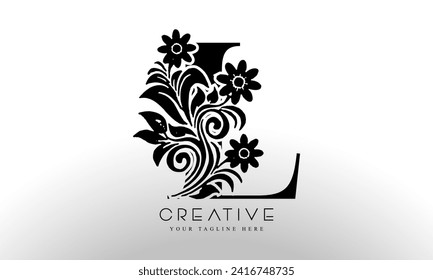 Initial letter L linked beauty flourish Black color logo design