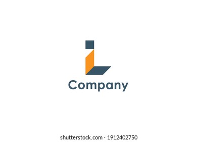 Initial Letter I and L Linked Logo. Gray and Yellow Geometric Arrow Shape Origami Style isolated on White Background. Usable for Business and Branding Logos. Flat Vector Logo Design Template Element.
