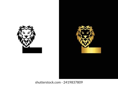 Initial Letter L Lion Head , Elegant Luxury Logo Design Vector. Lion head inside letter L Abstract, creative emblem for logotype, brand identity, company design.