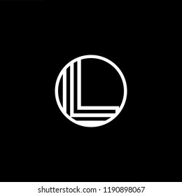 Initial letter L LL LLL OL LO minimalist art monogram shape logo, white color on black background.