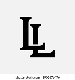Initial letter L or LL overlapping, interlock, monogram logo, black color on white background