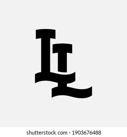 Initial letter L or LL overlapping, interlock, monogram logo, black color on white background