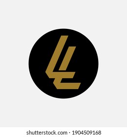 Letra inicial L o LL superpuesta, interconectada, logotipo de monograma, color negro y dorado sobre fondo blanco