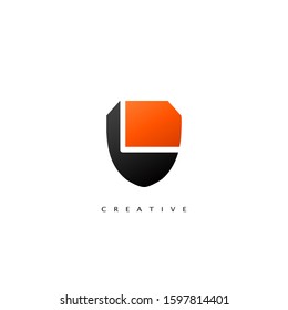 Initial Letter L Logo Abstract Techno Shield Vector Design Concept.