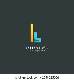 initial letter l logo with blue yellow gradation style
