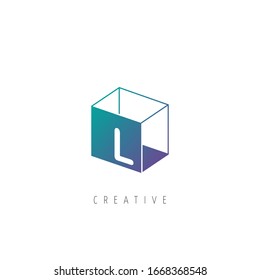 Logotipo De Letra Inicial L Con Elemento Box. Plantilla de logotipo de cuadro de vectores de diseño