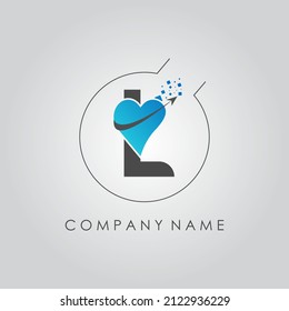 Initial letter L logo with creative love sign biotech typography vector template. Abstract letter L logo design