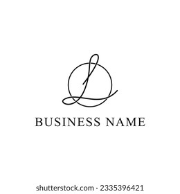 Initial letter L logo design minimalist with circle