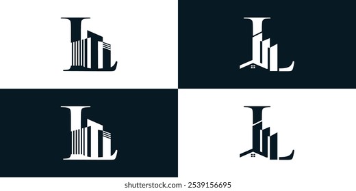 Initial letter l logo design collection template with house icon and creative concept Premium Vector