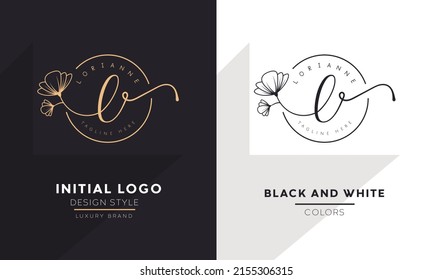 logotipo de la letra inicial l, diseño del logotipo de la escritura a mano de flores, logotipo vectorial para mujeres belleza, salón, masaje, cosmética o marca de spa.