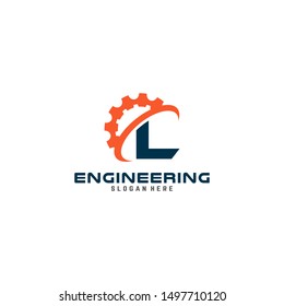 Initial letter L logo with Gears sign vector.