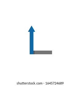 Initial letter L logo with grow up shape for growing success business company, ui and ux, website or mobile application. Connected arrow up, growth, progress integrate and success concept.