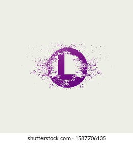 Initial  Letter L  Logo Icon Abstract Circle Ink Splatter. Purple Violet ink splash  with letter logo icon on circle shape.
