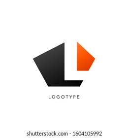 Initial Letter L logo icon. Vector design concept abstract techno geometrical shape with negative letter L logo icon.