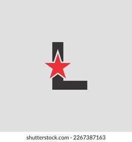 Initial Letter L Logo, Rot-Sternzeichen Branding Identity Corporate ungewöhnliches Logo-Design-Vorlage