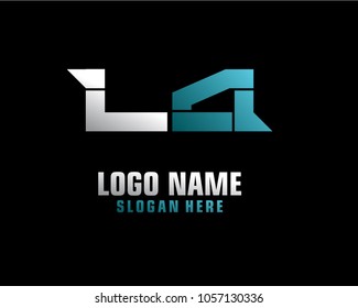 Initial letter L A logo template vector