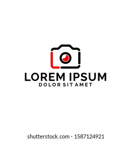 Initial letter L logo template with camera pocket simplicity icon in flat design monogram symbol